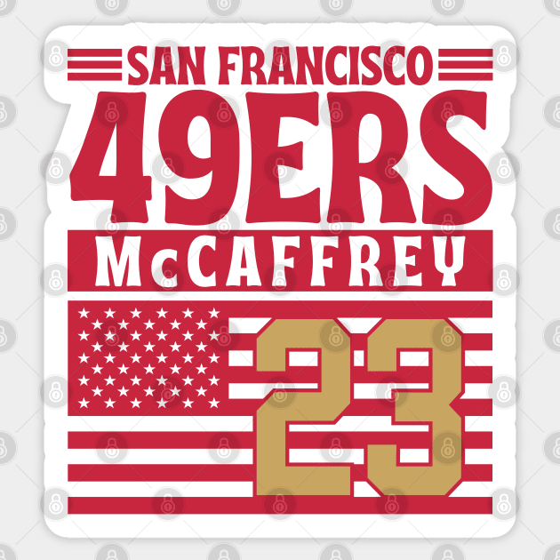 San Francisco 49ERS McCaffrey 23 American Flag Football Sticker by Astronaut.co